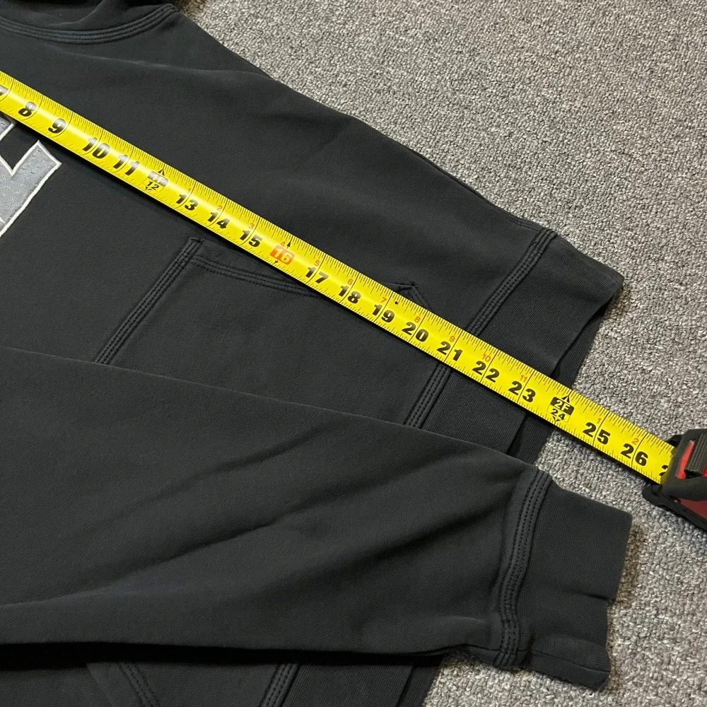 Nike Hoodie‎ Small Black Grey Spellout Logo Pullover Sweatshirt Pocket